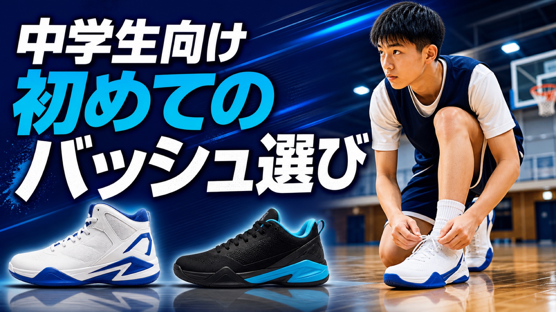 中学生向け 初めてのバッシュ選びを解説するサムネイル