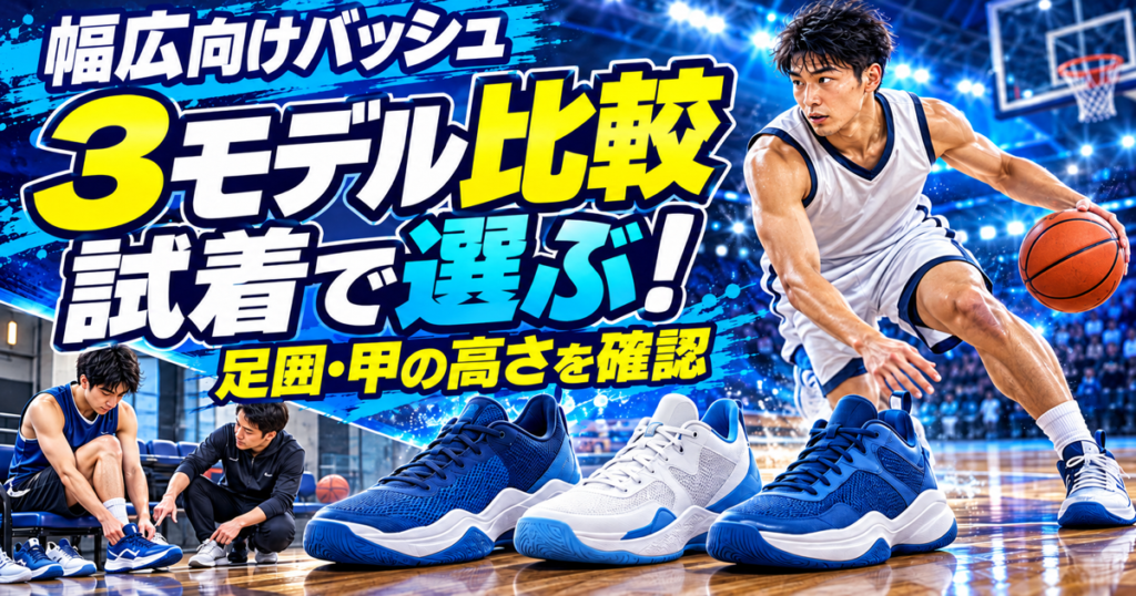 幅広足でも選べるバッシュ3モデルを公式情報で比較する記事のアイキャッチ